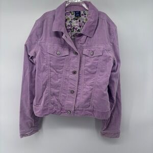 GAP Kids Corduroy Jacket Lilac Purple Flower Print‎ Lining Size XXL (14-16)